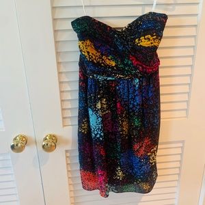 Colorful strapless Shoshanna dress